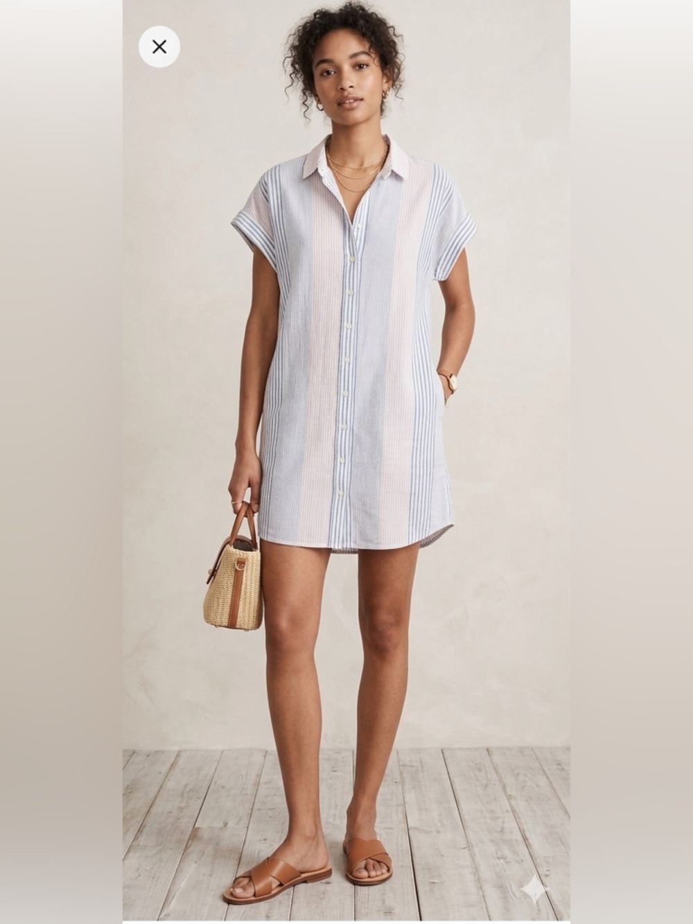 Madewell Central Shirtdress Rawley Stripe Tulum Blue Size Medium Excellent